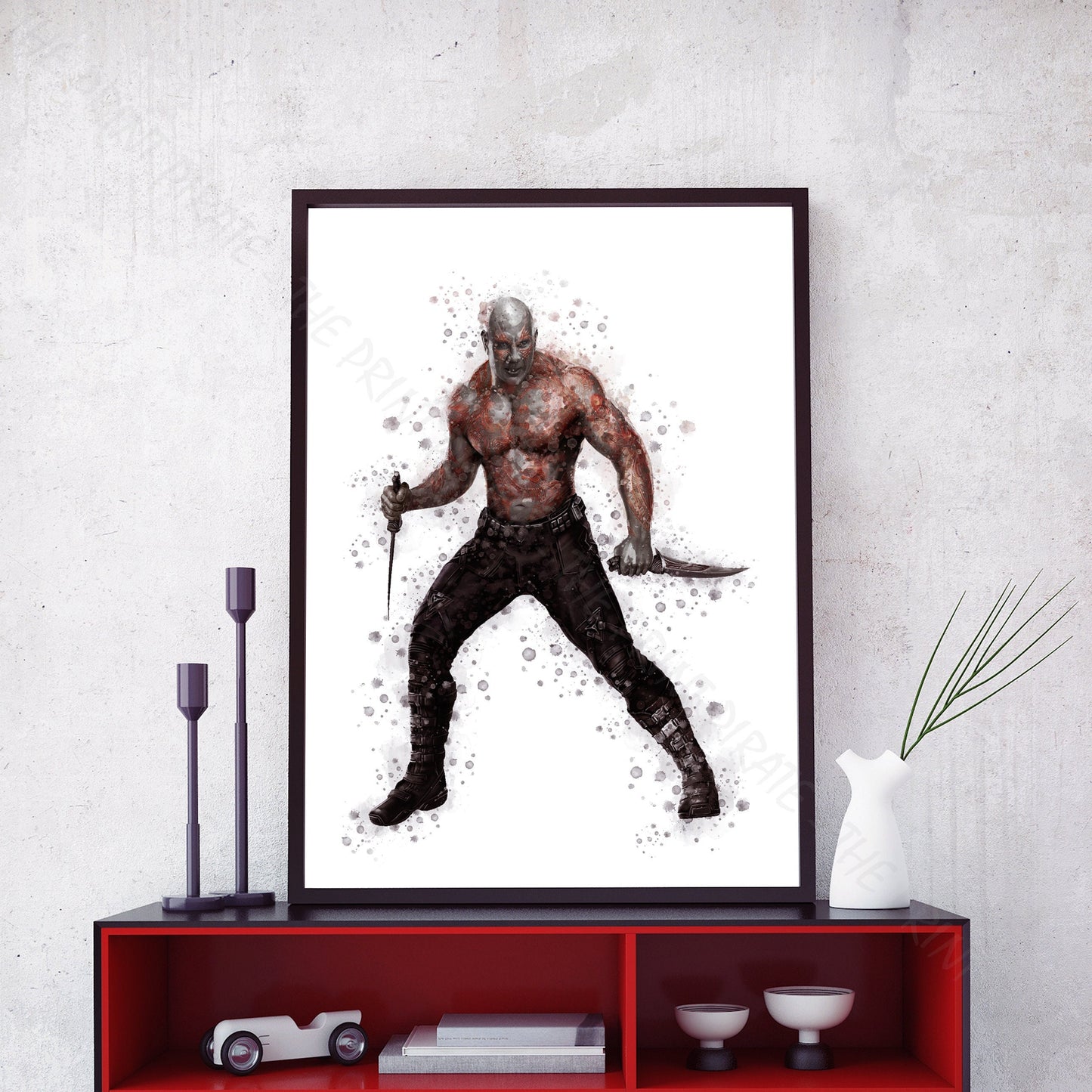 Superhero 'DRAX' Marvel Watercolour Splash Wall Art Print