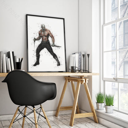 Superhero 'DRAX' Marvel Watercolour Splash Wall Art Print