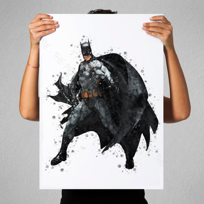 Superhero 'BATMAN' DC Watercolour Splash Wall Art Print