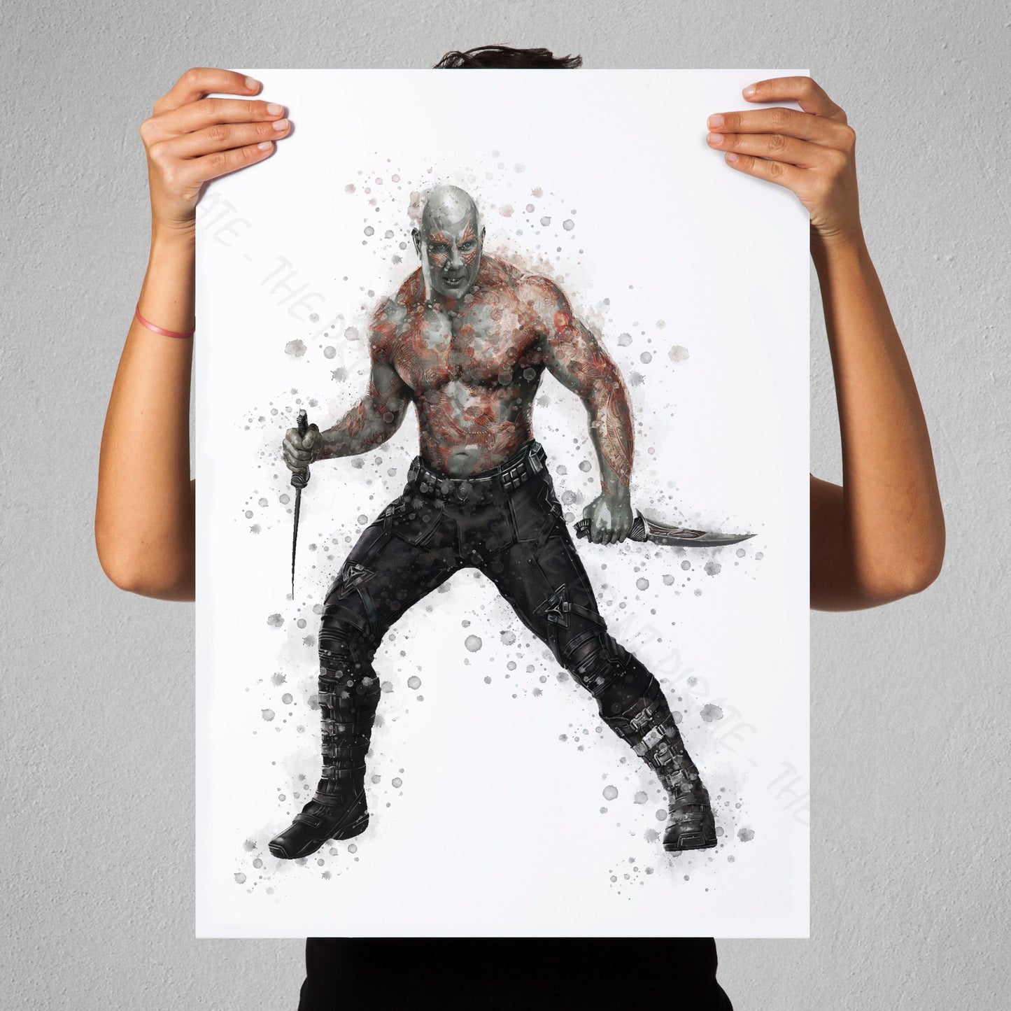 Superhero 'DRAX' Marvel Watercolour Splash Wall Art Print