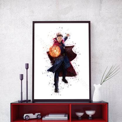 Superhero 'DR STRANGE' Marvel Watercolour Splash Wall Art Print