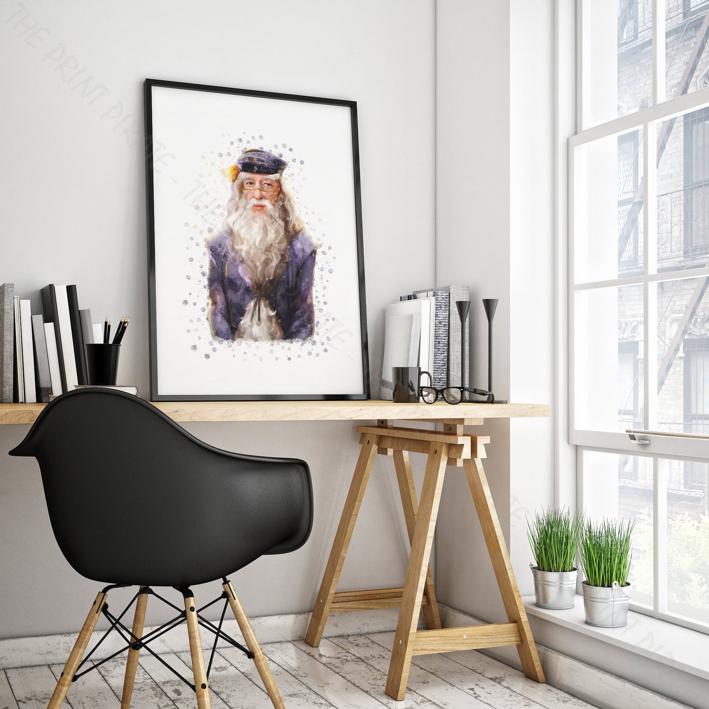 Wizarding World 'ALBUS DUMBLEDORE' Hogwarts Harry Potter / Fantastic Beasts Watercolour Splash Wall Art Print