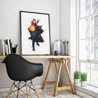 Superhero 'DR STRANGE' Marvel Watercolour Splash Wall Art Print