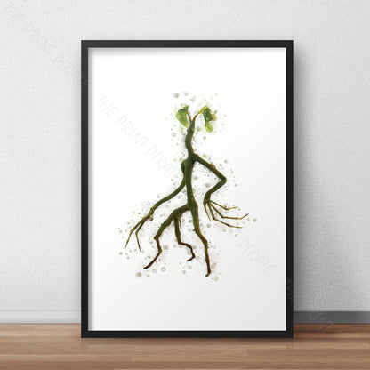 Wizarding World 'BOWTRUCKLE' Hogwarts Harry Potter / Fantastic Beasts Watercolour Splash Wall Art Print