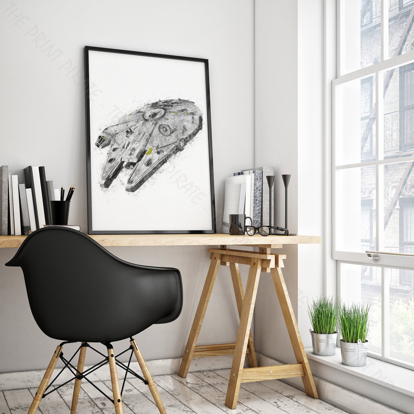 Star Wars 'MILLENNIUM FALCON' Watercolour Splash Wall Art Print