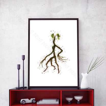 Wizarding World 'BOWTRUCKLE' Hogwarts Harry Potter / Fantastic Beasts Watercolour Splash Wall Art Print