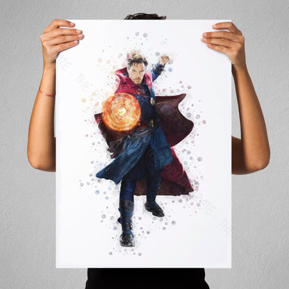 Superhero 'DR STRANGE' Marvel Watercolour Splash Wall Art Print