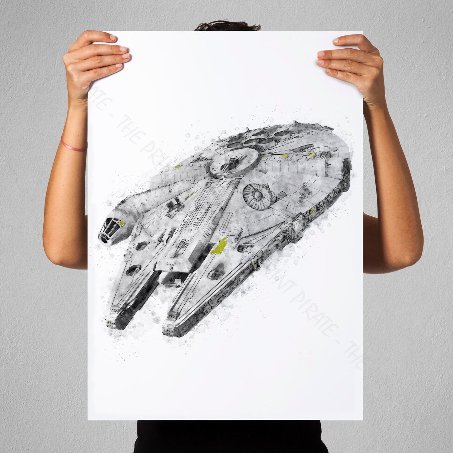 Star Wars 'MILLENNIUM FALCON' Watercolour Splash Wall Art Print