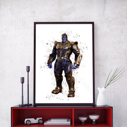 SuperVillain 'THANOS' Marvel Watercolour Splash Wall Art Print