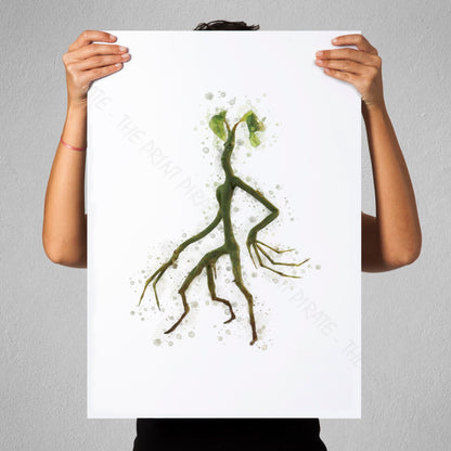 Wizarding World 'BOWTRUCKLE' Hogwarts Harry Potter / Fantastic Beasts Watercolour Splash Wall Art Print