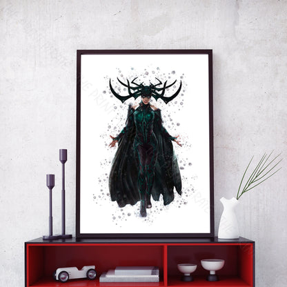 SuperVillain 'HELA' Marvel Watercolour Splash Wall Art Print