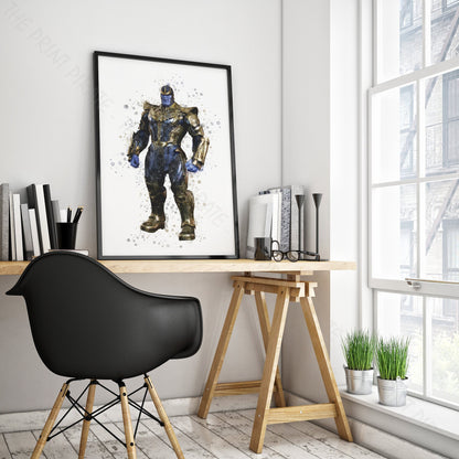 SuperVillain 'THANOS' Marvel Watercolour Splash Wall Art Print