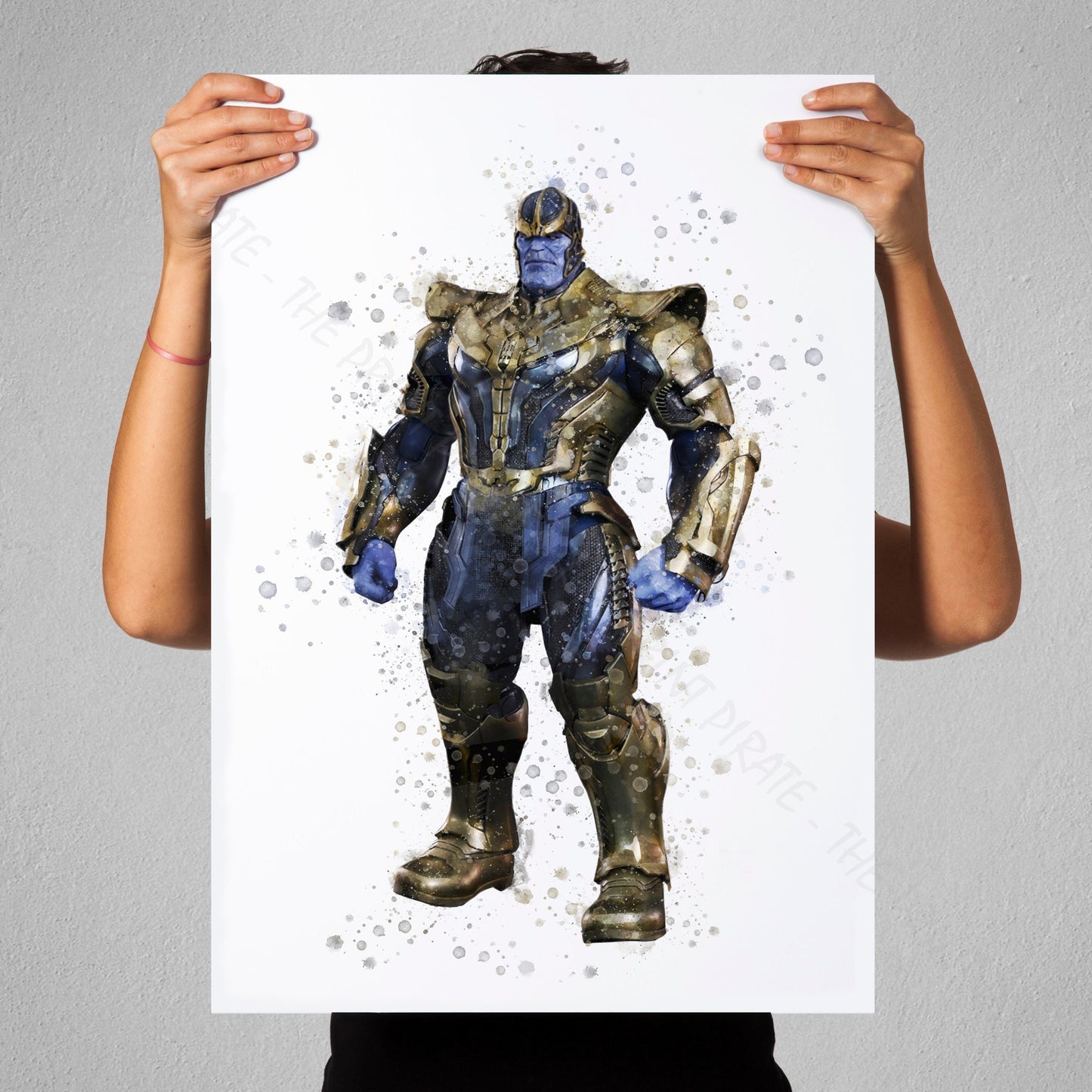 SuperVillain 'THANOS' Marvel Watercolour Splash Wall Art Print