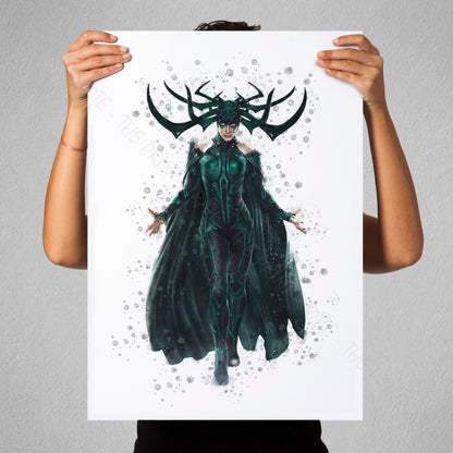 SuperVillain 'HELA' Marvel Watercolour Splash Wall Art Print