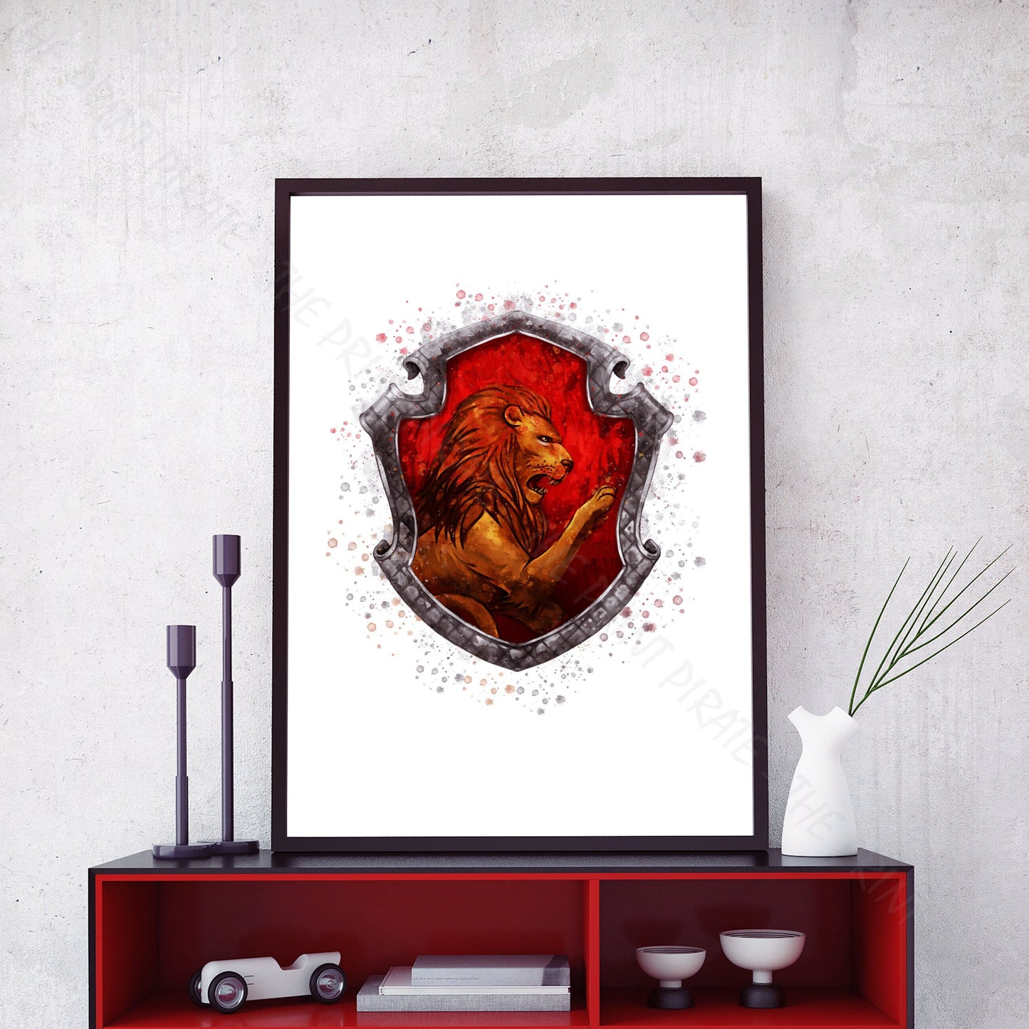 Wizarding World 'GRYFFINDOR CREST' Hogwarts Harry Potter / Fantastic Beasts Watercolour Splash Wall Art Print