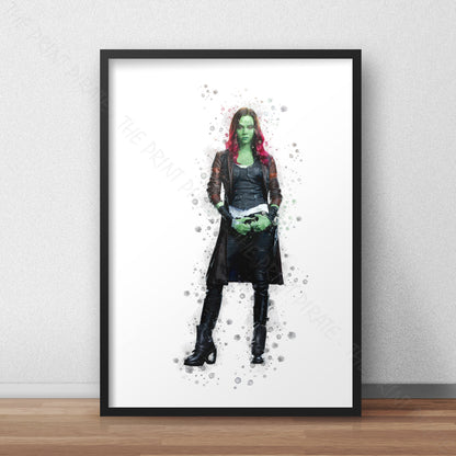 Superhero 'GAMORA' Marvel Watercolour Splash Wall Art