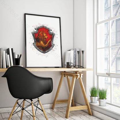 Wizarding World 'GRYFFINDOR CREST' Hogwarts Harry Potter / Fantastic Beasts Watercolour Splash Wall Art Print