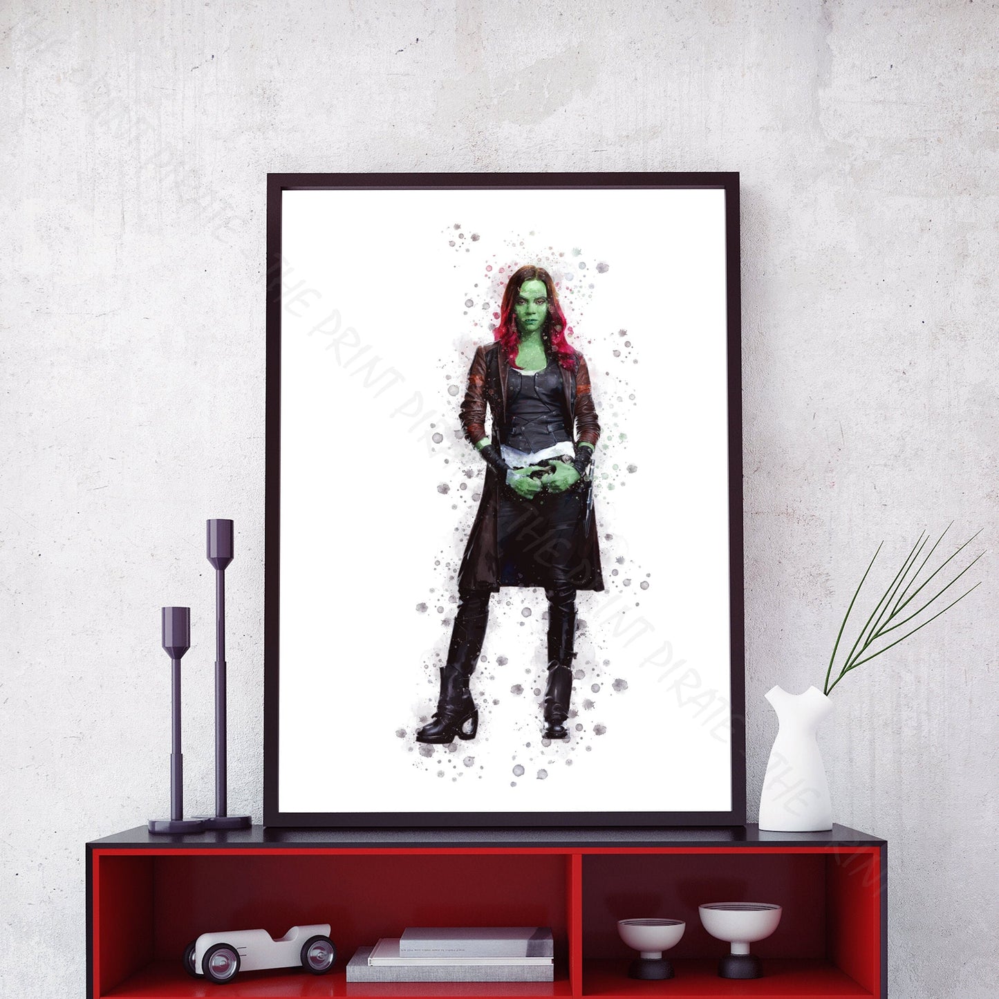 Superhero 'GAMORA' Marvel Watercolour Splash Wall Art