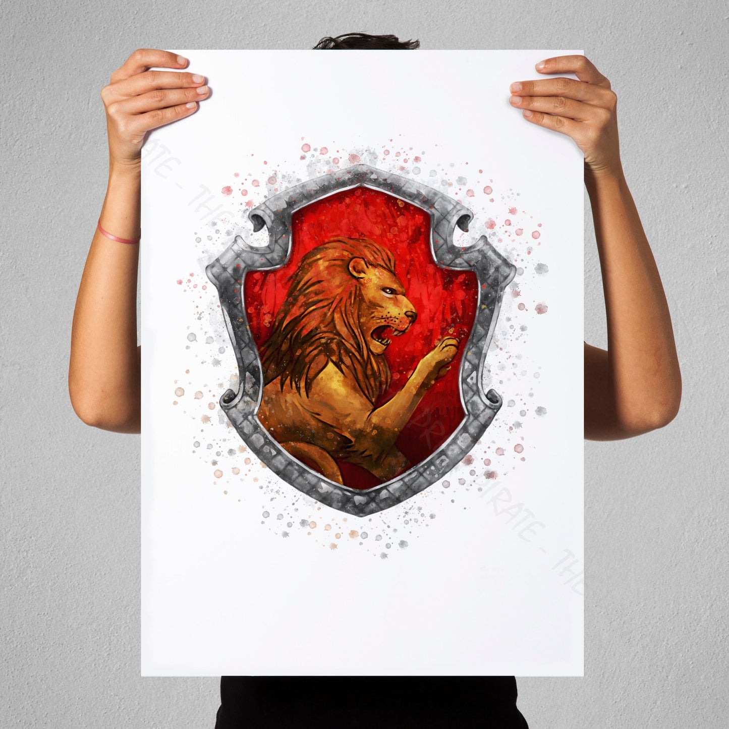 Wizarding World 'GRYFFINDOR CREST' Hogwarts Harry Potter / Fantastic Beasts Watercolour Splash Wall Art Print