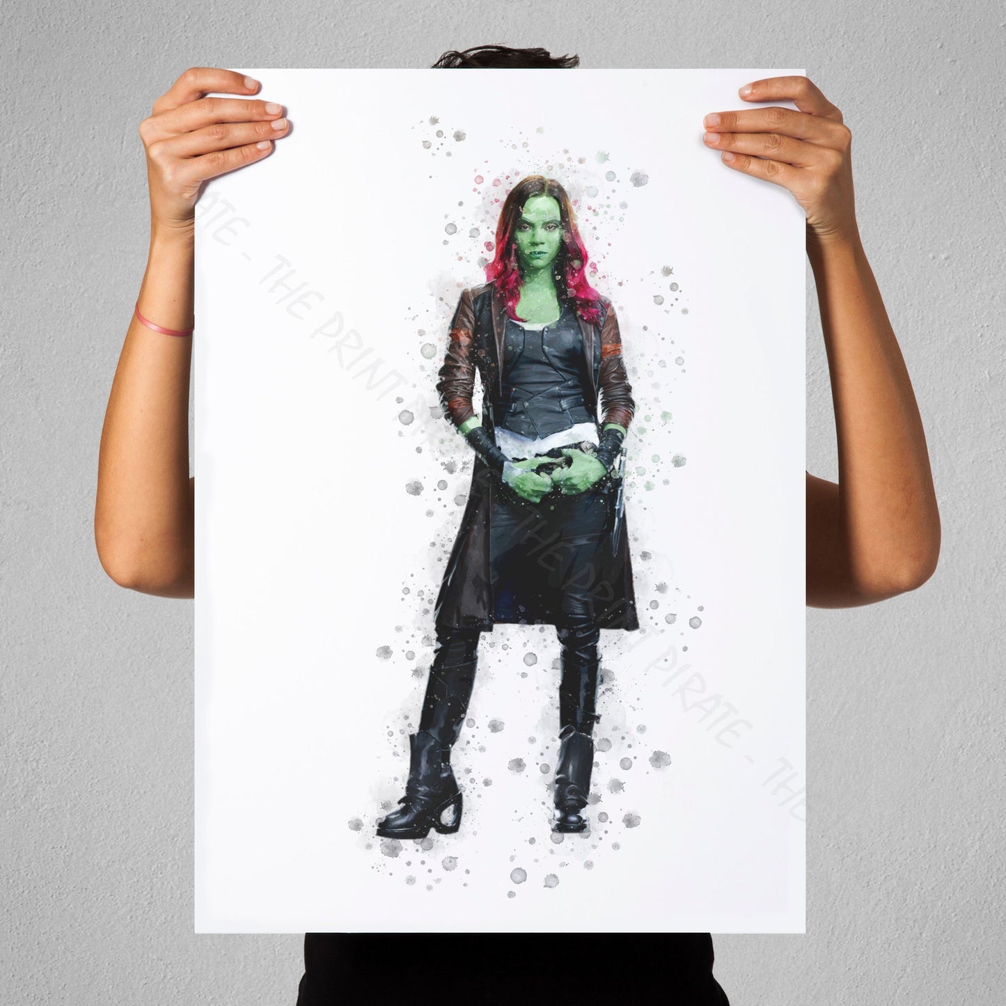 Superhero 'GAMORA' Marvel Watercolour Splash Wall Art