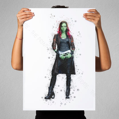 Superhero 'GAMORA' Marvel Watercolour Splash Wall Art