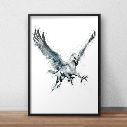 Wizarding World 'HIPPOGRIFF / BUCKBEAK' Hogwarts Harry Potter / Fantastic Beasts Watercolour Splash Wall Art Print