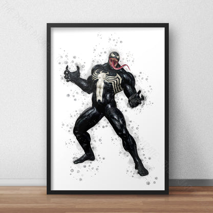 SuperVillain 'VENOM' Marvel Watercolour Splash Wall Art Print