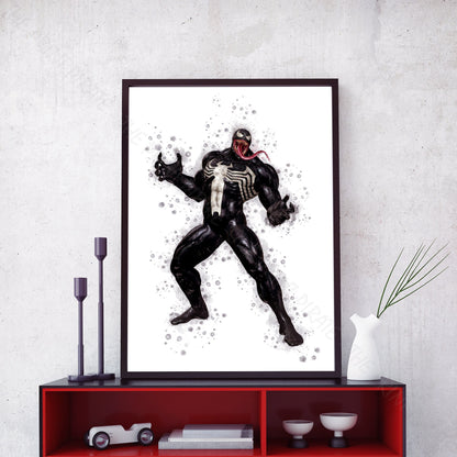 SuperVillain 'VENOM' Marvel Watercolour Splash Wall Art Print