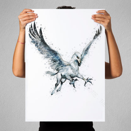 Wizarding World 'HIPPOGRIFF / BUCKBEAK' Hogwarts Harry Potter / Fantastic Beasts Watercolour Splash Wall Art Print