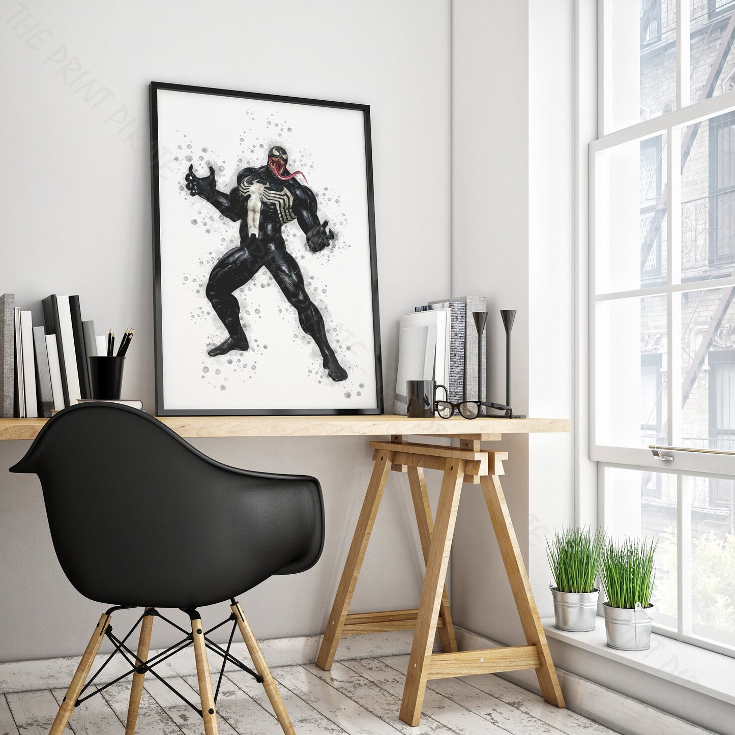 SuperVillain 'VENOM' Marvel Watercolour Splash Wall Art Print