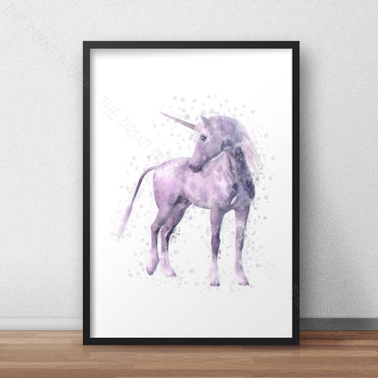 Wizarding World 'UNICORN' Hogwarts Harry Potter / Fantastic Beasts Watercolour Splash Wall Art Print