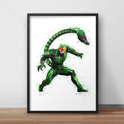 SuperVillain 'SCORPION' Marvel Watercolour Splash Wall Art Print