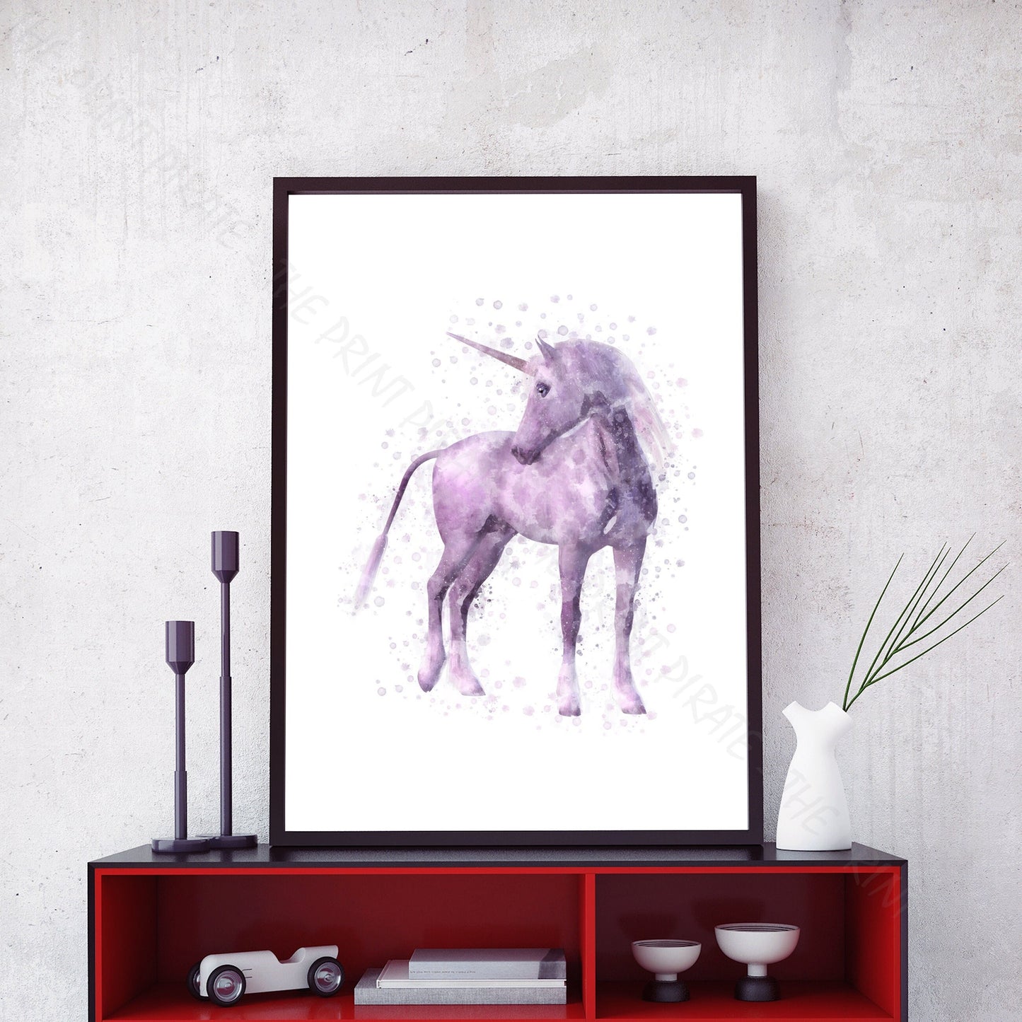 Wizarding World 'UNICORN' Hogwarts Harry Potter / Fantastic Beasts Watercolour Splash Wall Art Print