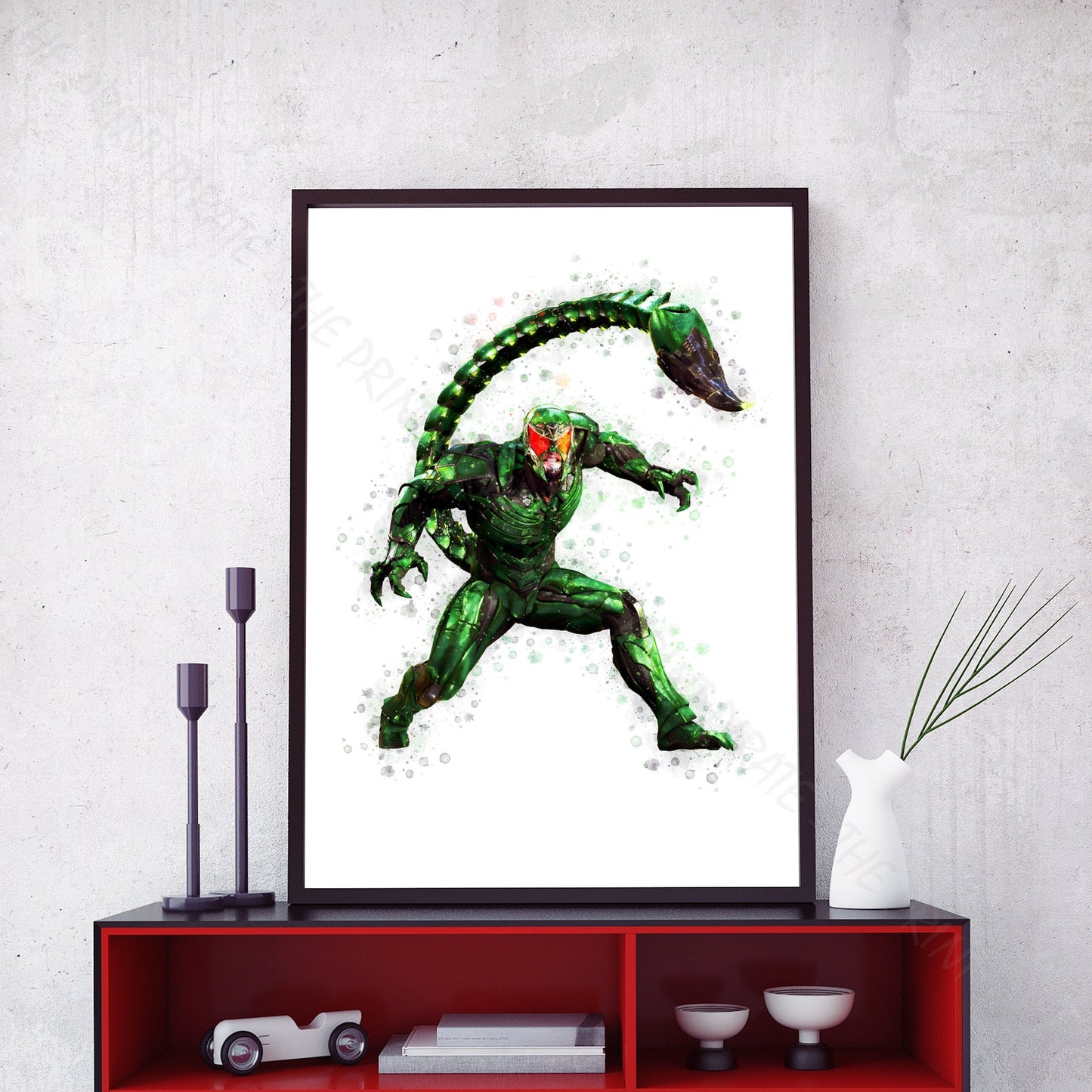 SuperVillain 'SCORPION' Marvel Watercolour Splash Wall Art Print