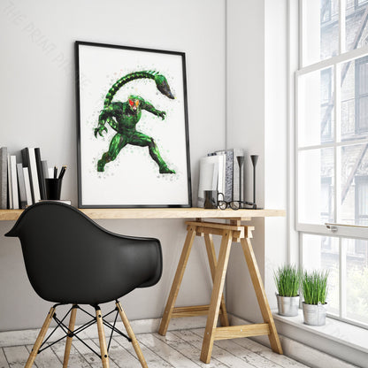 SuperVillain 'SCORPION' Marvel Watercolour Splash Wall Art Print