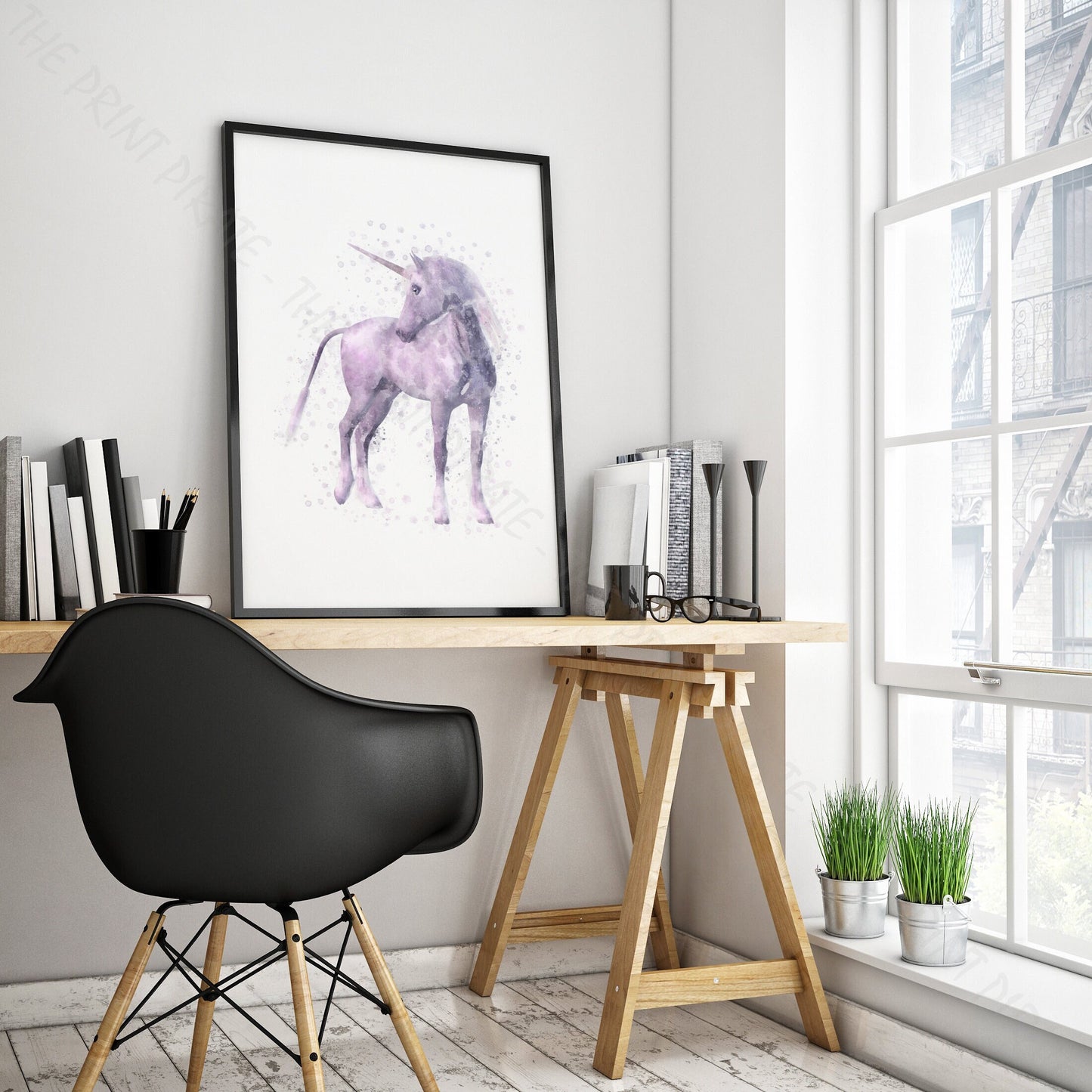 Wizarding World 'UNICORN' Hogwarts Harry Potter / Fantastic Beasts Watercolour Splash Wall Art Print