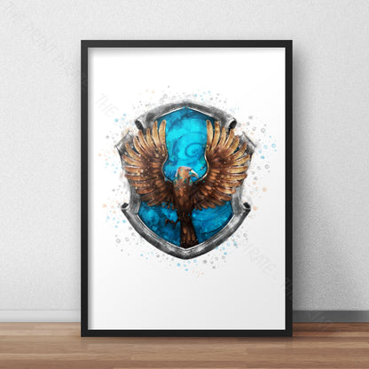 Wizarding World 'RAVENCLAW CREST' Hogwarts Harry Potter / Fantastic Beasts Watercolour Splash Wall Art Print