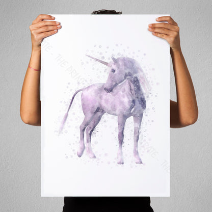 Wizarding World 'UNICORN' Hogwarts Harry Potter / Fantastic Beasts Watercolour Splash Wall Art Print