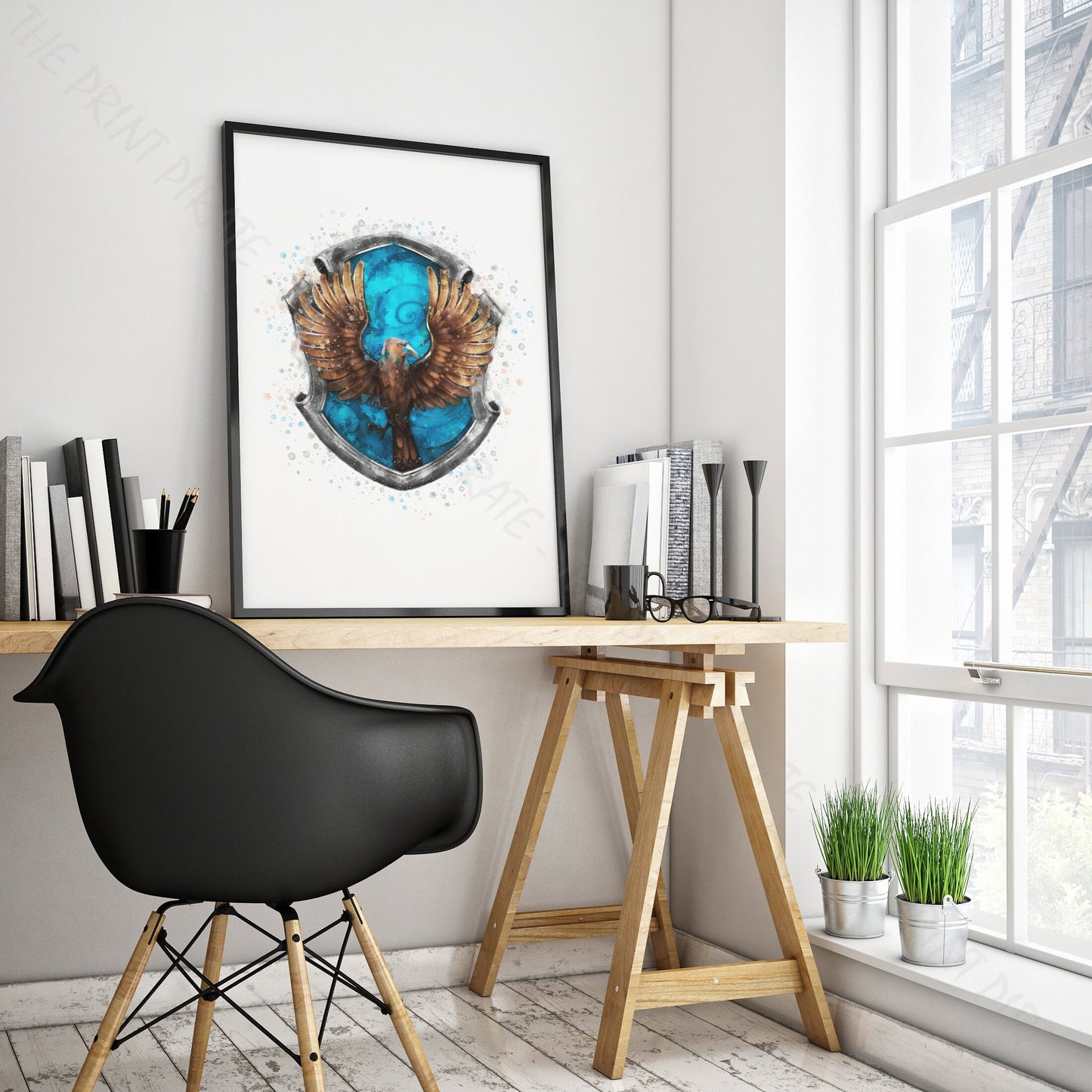 Wizarding World 'RAVENCLAW CREST' Hogwarts Harry Potter / Fantastic Beasts Watercolour Splash Wall Art Print