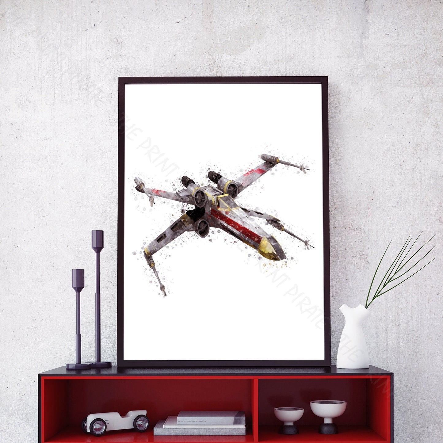 Star Wars 'X-WING' Watercolour Splash Wall Art Print