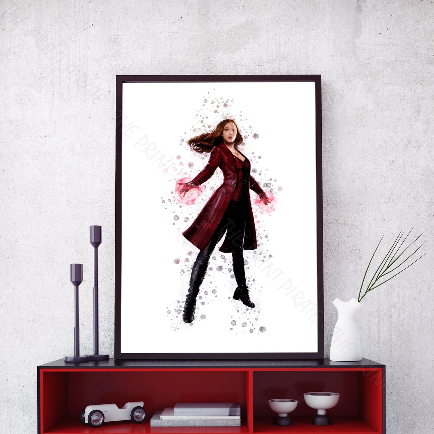 Superhero 'WANDA MAXIMOFF' Marvel Watercolour Splash Wall Art Print