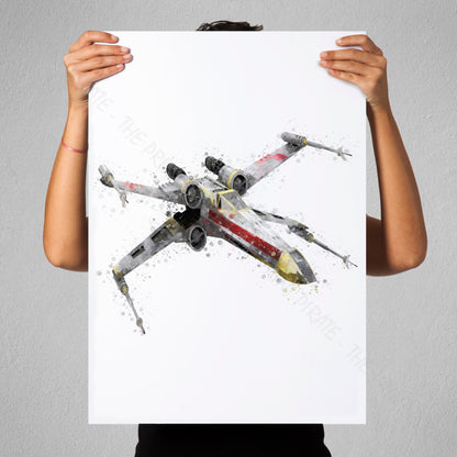 Star Wars 'X-WING' Watercolour Splash Wall Art Print