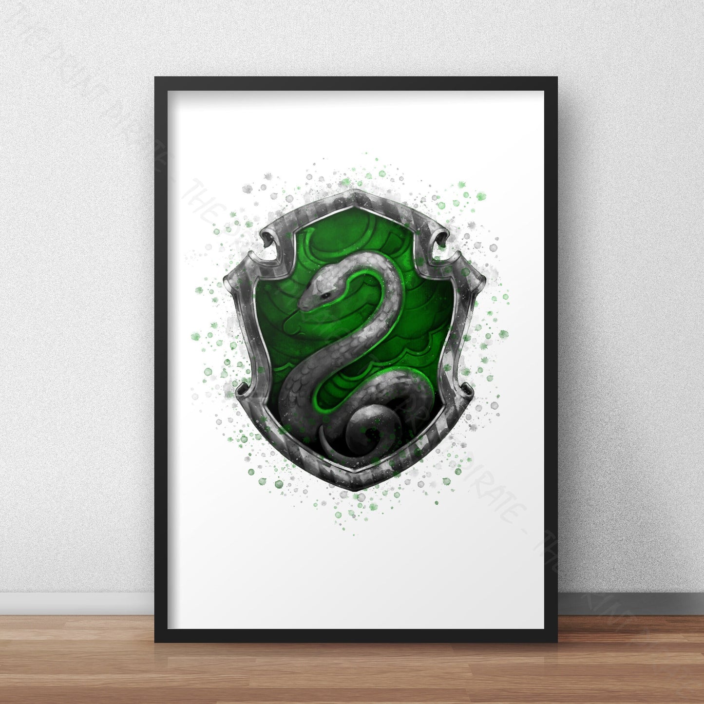 Wizarding World 'SLYTHERIN CREST' Hogwarts Harry Potter / Fantastic Beasts Watercolour Splash Wall Art Print