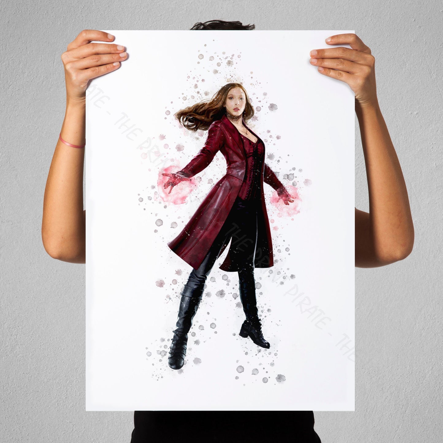 Superhero 'WANDA MAXIMOFF' Marvel Watercolour Splash Wall Art Print