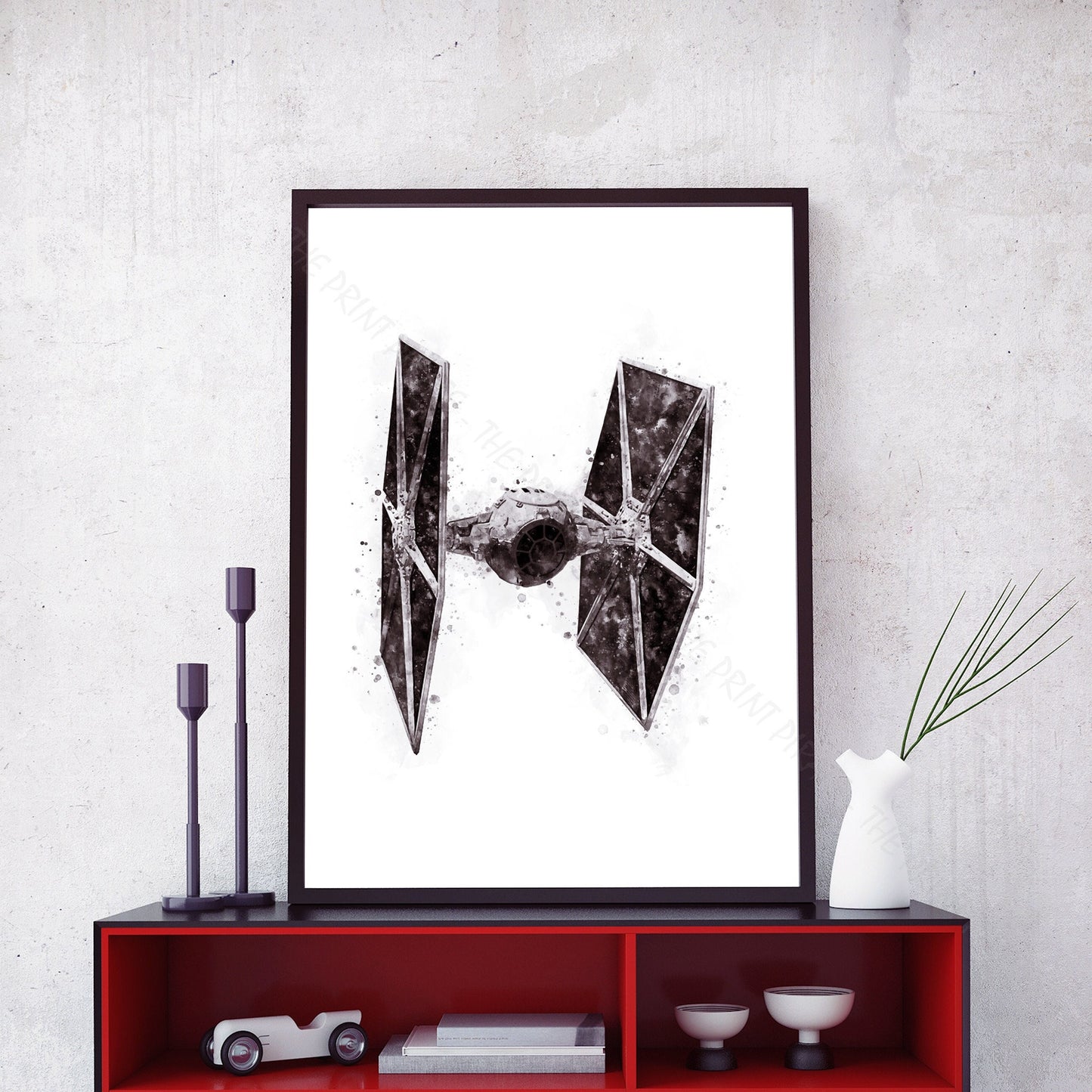 Star Wars 'TIE FIGHTER'  Watercolour Splash Wall Art Print