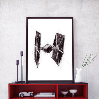 Star Wars 'TIE FIGHTER'  Watercolour Splash Wall Art Print