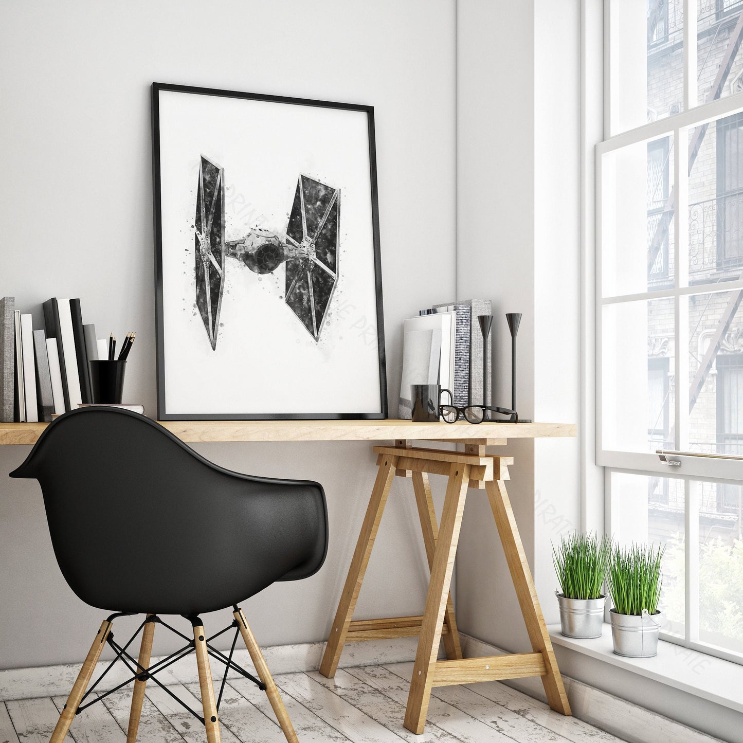 Star Wars 'TIE FIGHTER'  Watercolour Splash Wall Art Print