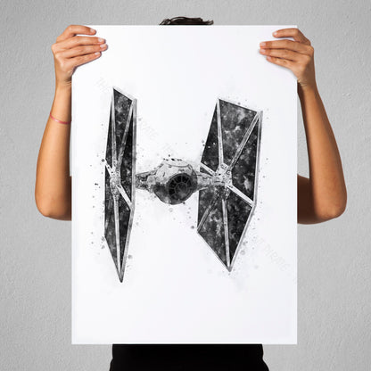 Star Wars 'TIE FIGHTER'  Watercolour Splash Wall Art Print