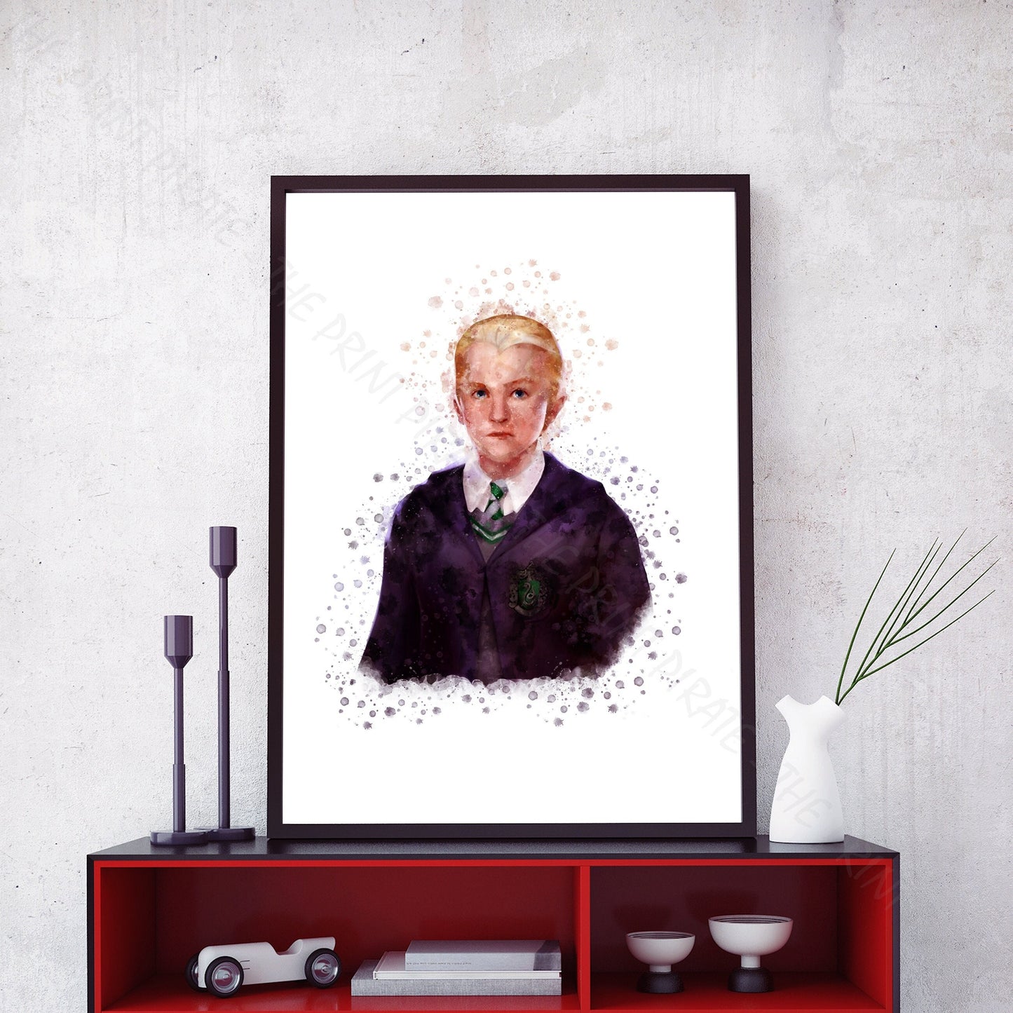 Wizarding World 'DRACO MALFOY' Hogwarts Harry Potter / Fantastic Beasts Watercolour Splash Wall Art Print