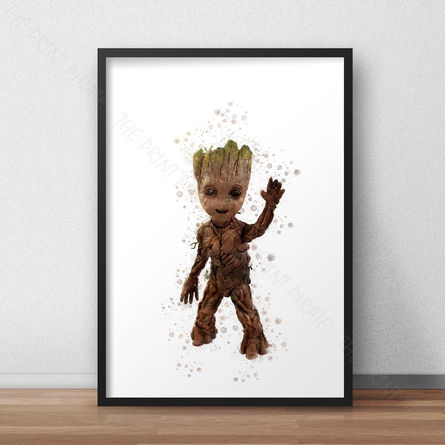 Superhero 'BABY GROOT' Marvel Watercolour Splash Wall Art Print